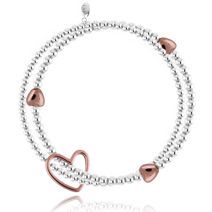 Joma jewellery Lila Silver Bracelet Rose Gold Hearts