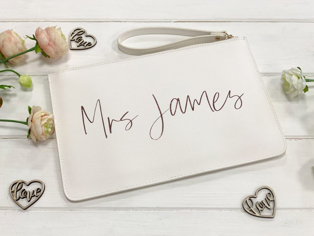 Personalised Wedding Clutch Mrs Bag Bridal Bridesmaid Gift