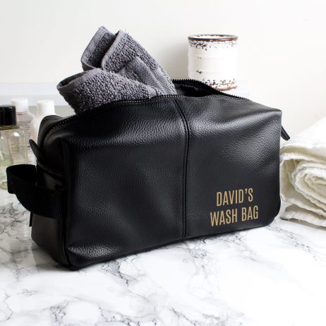 Toiletry Bag: Personalised Faux Leather Toiletry Bag for Men