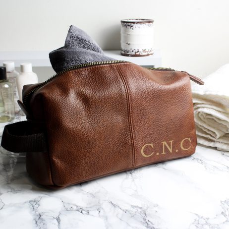 Mens Toiletry Bag with Monogram: Personalised Best Man Gifts