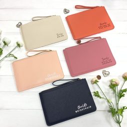 Elegant Personalised Bridesmaid Pouch with Wedding Role and Name