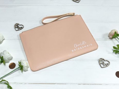 Elegant Personalised Bridesmaid Pouch with Wedding Role and Name